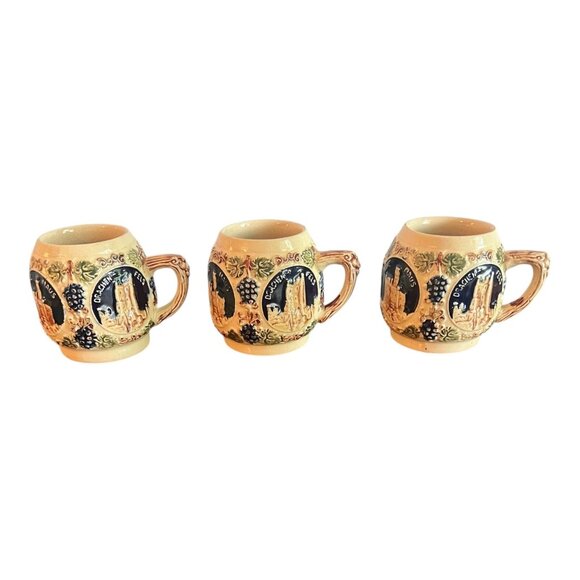 Gerzit Gerz Castles On The Rhine Vintage Beer Stein Mug Set Of 3 Made In Germany - Picture 2 of 9